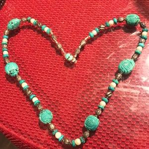 Turquoise, silver and pearls